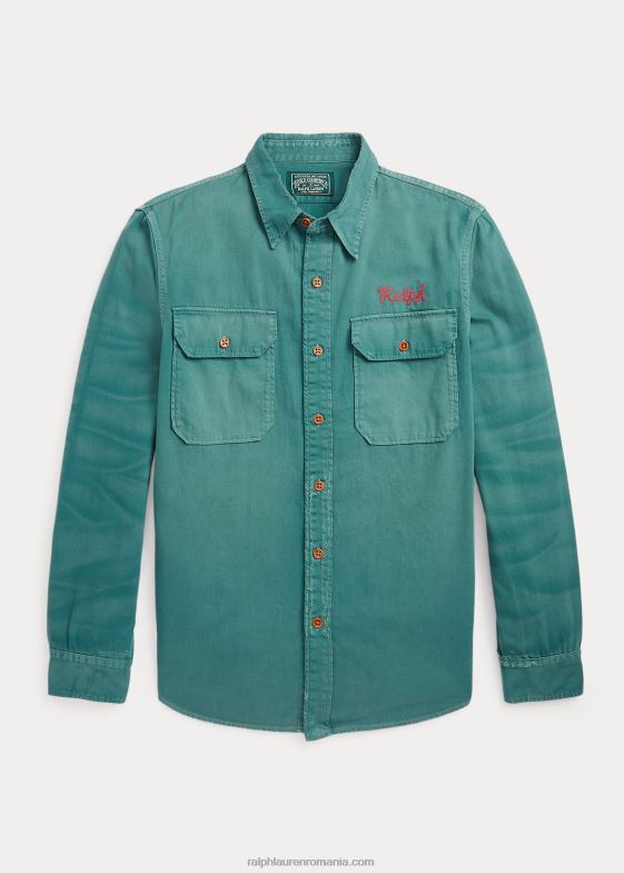 lorain emb bărbați Ralph Lauren cămașă de lucru din denim cu potrivire clasică 046888525
