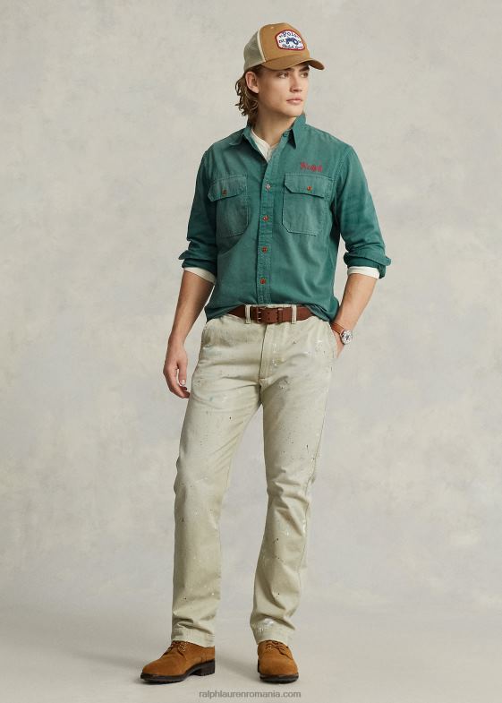 lorain emb bărbați Ralph Lauren cămașă de lucru din denim cu potrivire clasică 046888525
