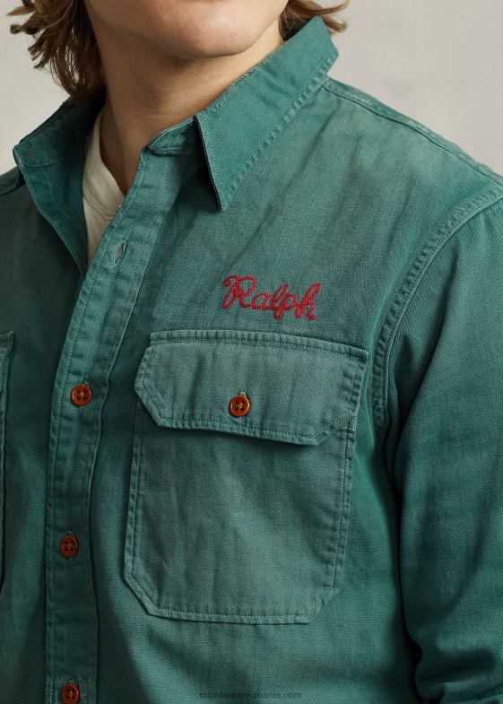 lorain emb bărbați Ralph Lauren cămașă de lucru din denim cu potrivire clasică 046888525