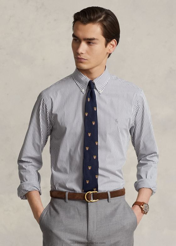 mansardă gri/alb bărbați Ralph Lauren cămașă din popelin stretch cu culoare clasică 04688776
