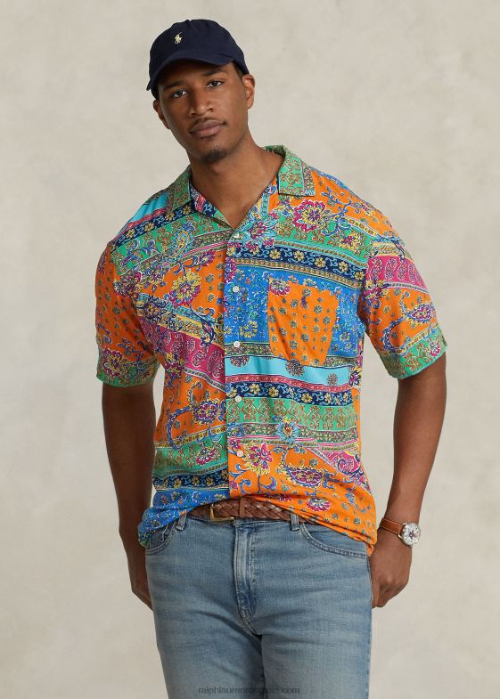 medalion provencal bărbați Ralph Lauren cămașă de tabără cu imprimeu patchwork 046881358