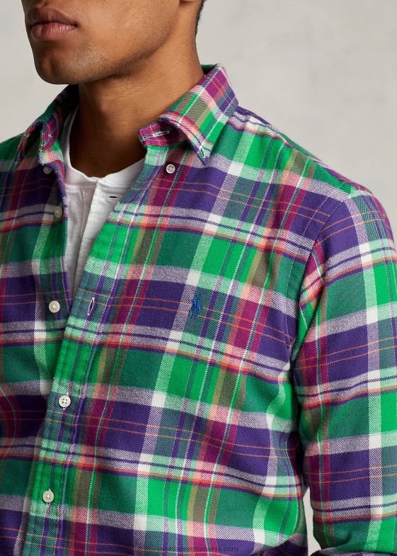 mov/verde multi bărbați Ralph Lauren cămașă din twill în carouri personalizat 04688787