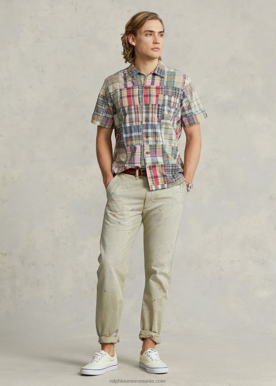 mozaic Key West bărbați Ralph Lauren cămașă cu patchwork madras camp în formă clasică 046881070