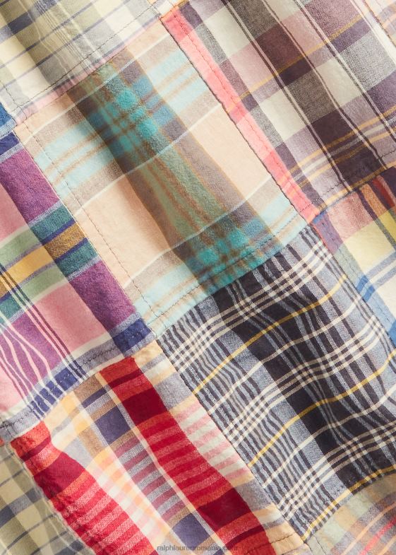 mozaic Key West bărbați Ralph Lauren cămașă cu patchwork madras camp în formă clasică 046881070