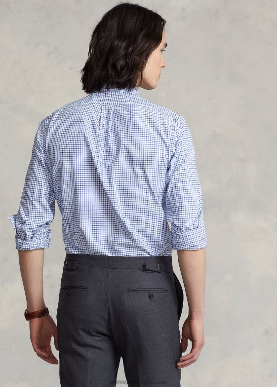 multi albastru/alb bărbați Ralph Lauren cămașă oxford tattersall cu potrivire clasică 04688727