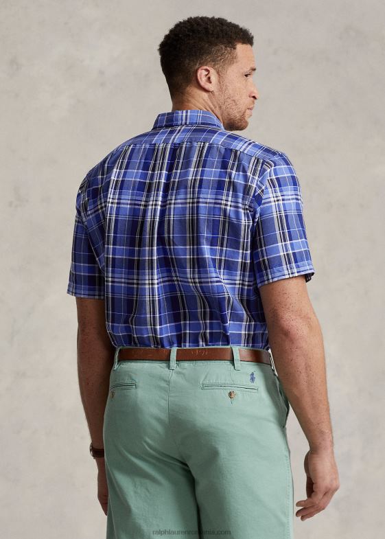 multi albastru bărbați Ralph Lauren cămașă oxford în carouri 0468847