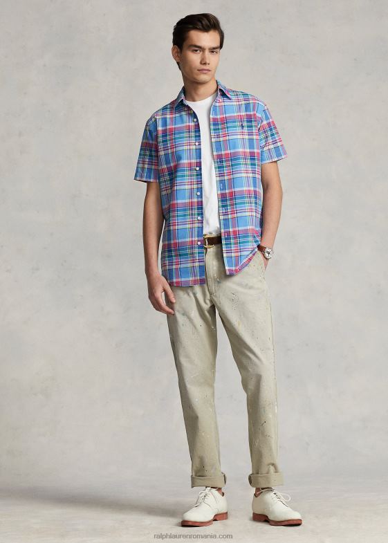 multi albastru/rosu bărbați Ralph Lauren cămașă oxford în carouri cu potrivire clasică 046881081