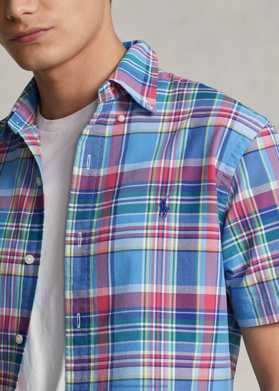 multi albastru/rosu bărbați Ralph Lauren cămașă oxford în carouri cu potrivire clasică 046881081