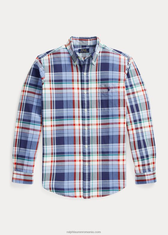 multi albastru/rosu bărbați Ralph Lauren cămașă oxford în carouri cu potrivire clasică 046881137