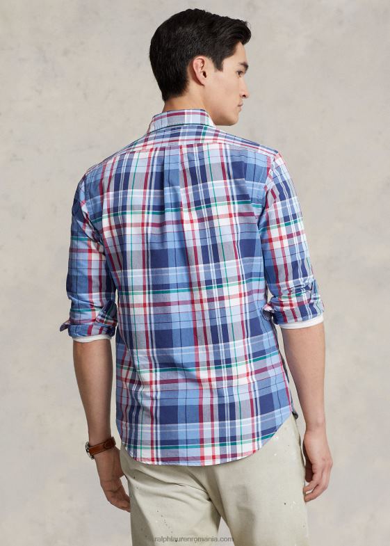 multi albastru/rosu bărbați Ralph Lauren cămașă oxford în carouri cu potrivire clasică 046881137