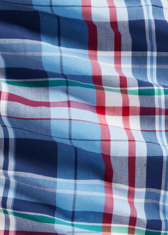 multi albastru/rosu bărbați Ralph Lauren cămașă oxford în carouri cu potrivire clasică 046881137