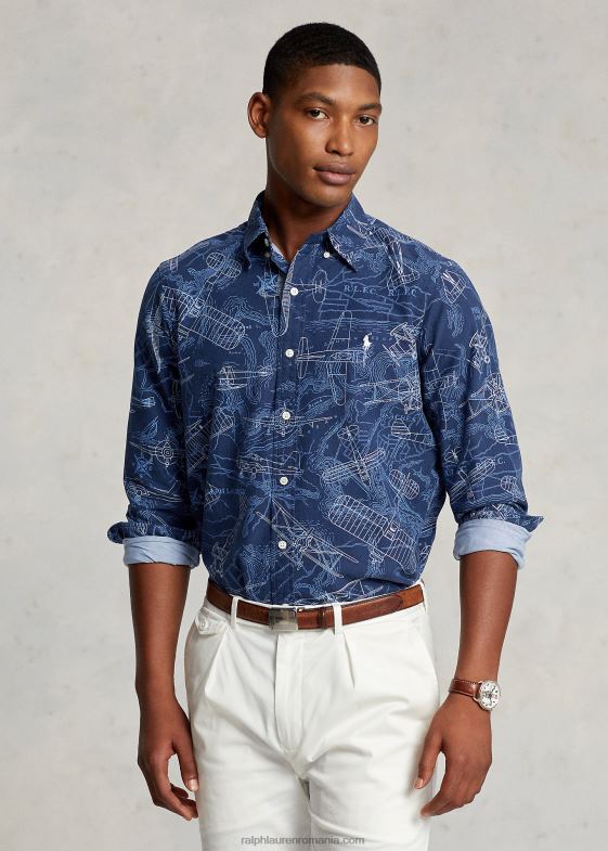 multi bărbați Ralph Lauren cămașă oxford cu imprimeu aviație, cu potrivire clasică 046888466