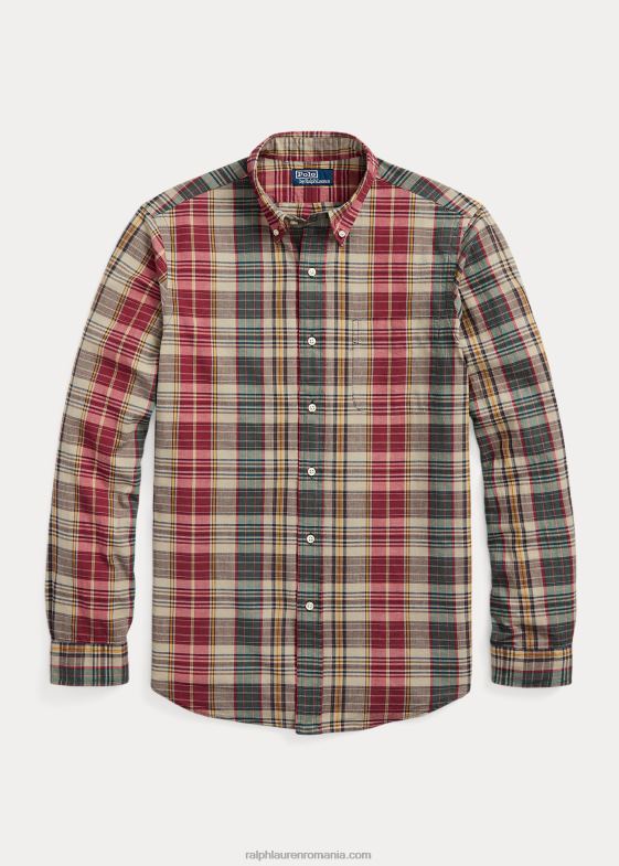 multi bej/rosu bărbați Ralph Lauren cămașă în carouri cu potrivire clasică 046888430