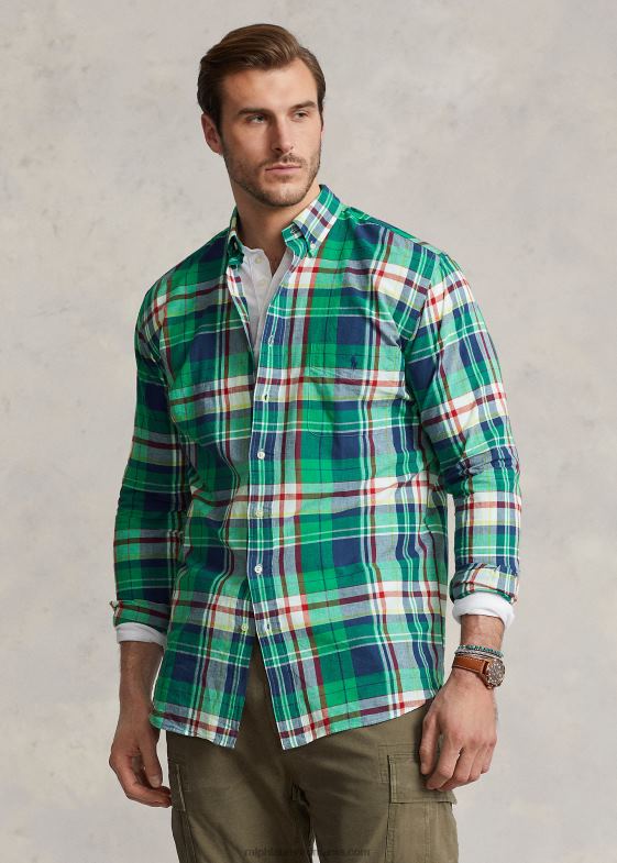 multi verde/marin bărbați Ralph Lauren cămașă Madras 046881548