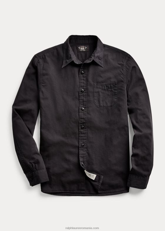 negru bărbați Ralph Lauren cămașă de lucru din twill vopsită în haine 046888695