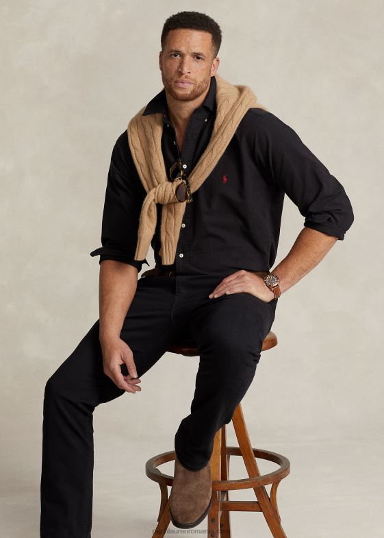 negru bărbați Ralph Lauren cămașă oxford vopsită în haine 046881511