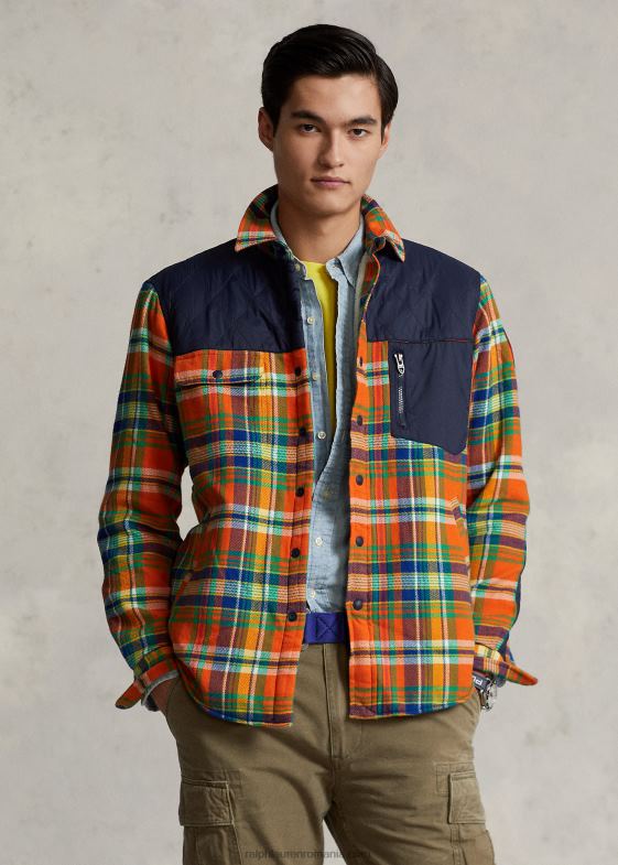portocaliu/royal multi bărbați Ralph Lauren supracămașă hibrid flanel în carouri 046888474