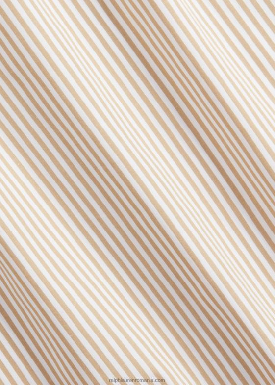 vintage kaki/alb bărbați Ralph Lauren cămașă slim din popelin elastic în dungi 04688893