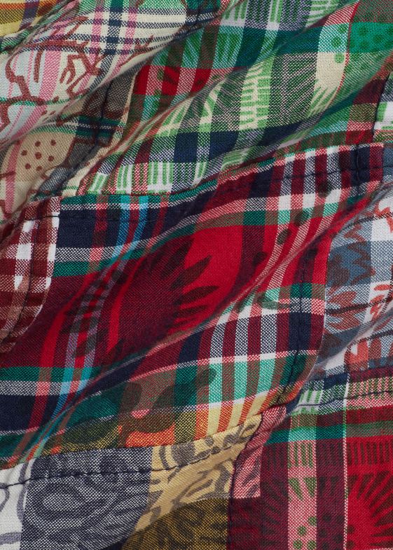 woodblock preppy patchwor bărbați Ralph Lauren cămașă din madras mozaic 046881345