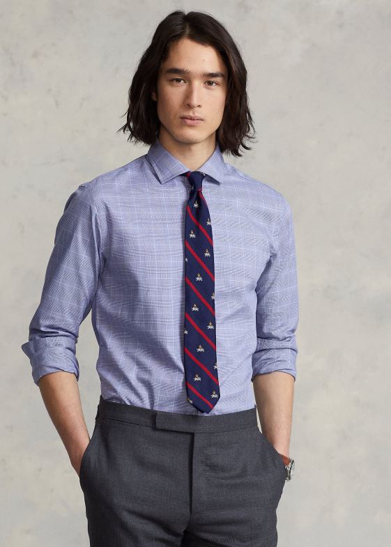 5089 albastru ocean/alb bărbați Ralph Lauren cămașă din twill în carouri, personalizată 04688836