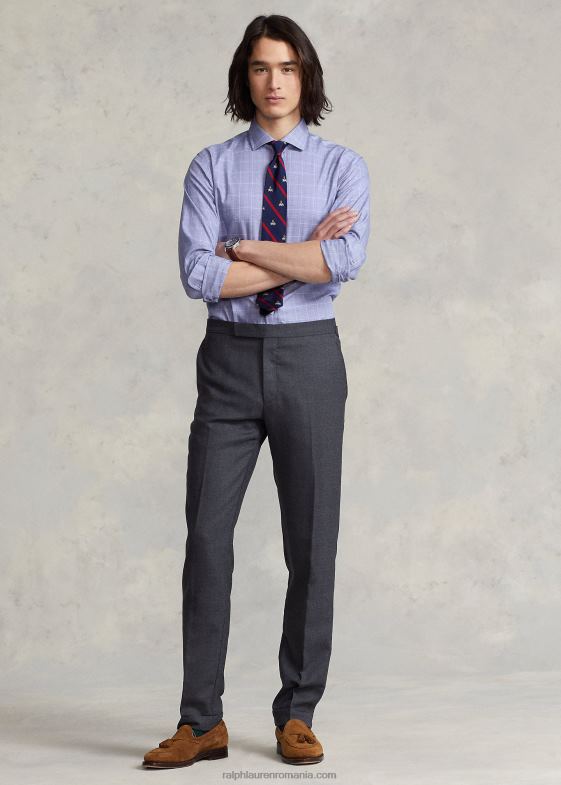 5089 albastru ocean/alb bărbați Ralph Lauren cămașă din twill în carouri, personalizată 04688836