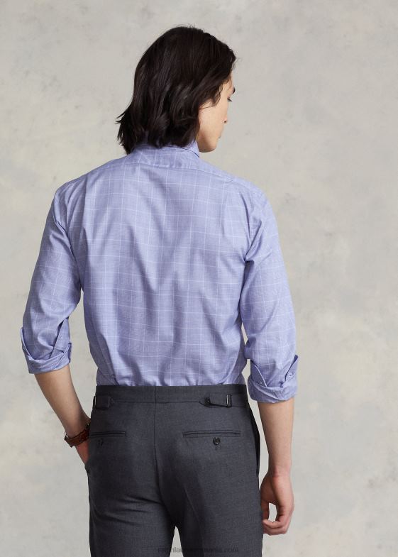 5089 albastru ocean/alb bărbați Ralph Lauren cămașă din twill în carouri, personalizată 04688836