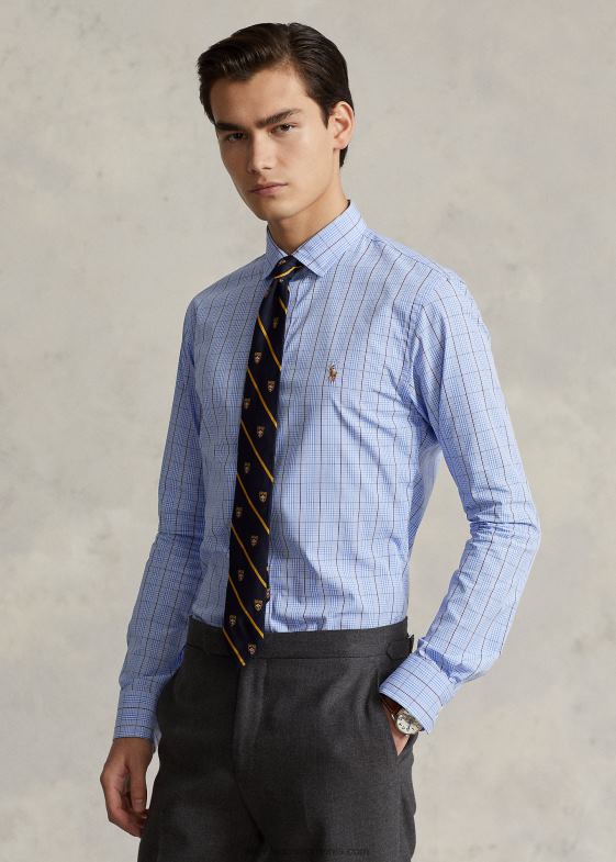 5497 albastru/alb multi bărbați Ralph Lauren cămașă de performanță în carouri slim fit 046881260