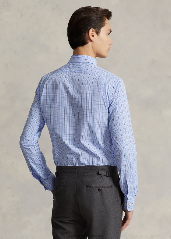 5497 albastru/alb multi bărbați Ralph Lauren cămașă de performanță în carouri slim fit 046881260