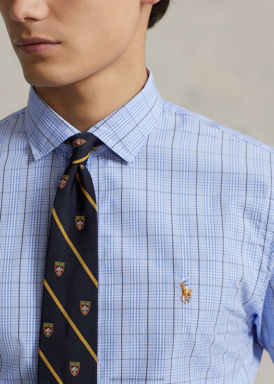 5497 albastru/alb multi bărbați Ralph Lauren cămașă de performanță în carouri slim fit 046881260