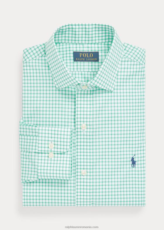 Key West verde/alb bărbați Ralph Lauren cămașă slim din poplin cu carouri 04688742