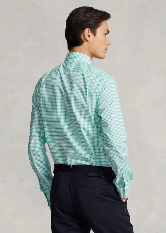 Key West verde/alb bărbați Ralph Lauren cămașă slim din poplin cu carouri 04688742