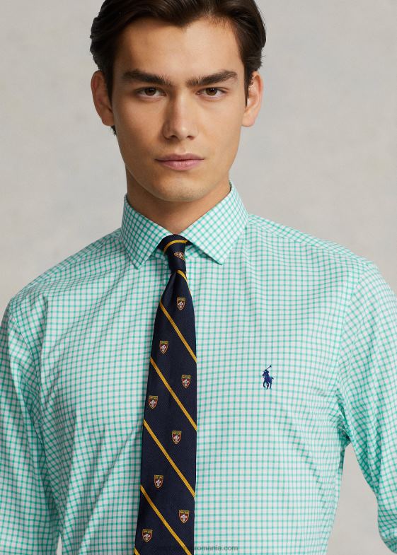 Key West verde/alb bărbați Ralph Lauren cămașă slim din poplin cu carouri 04688742