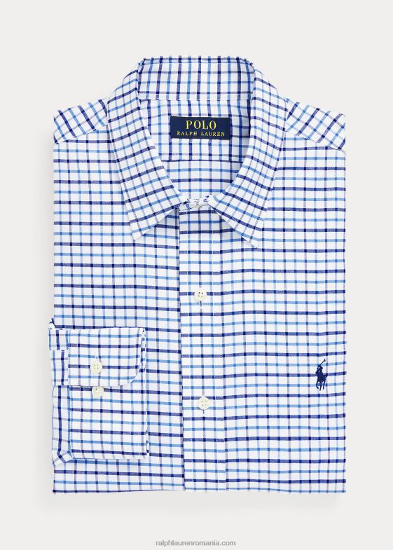 alb/albastru multi bărbați Ralph Lauren cămașă oxford în carouri personalizată 046881189