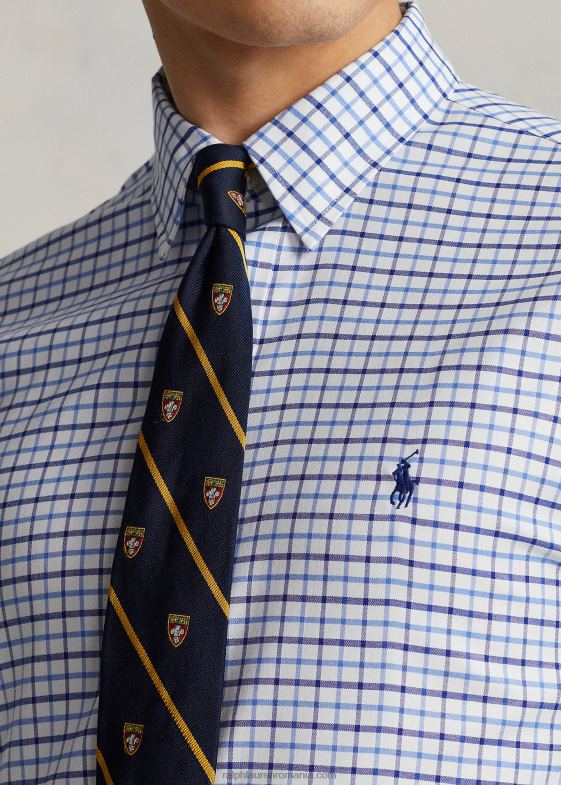 alb/albastru multi bărbați Ralph Lauren cămașă oxford în carouri personalizată 046881189