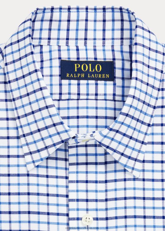 alb/albastru multi bărbați Ralph Lauren cămașă oxford în carouri personalizată 046881189