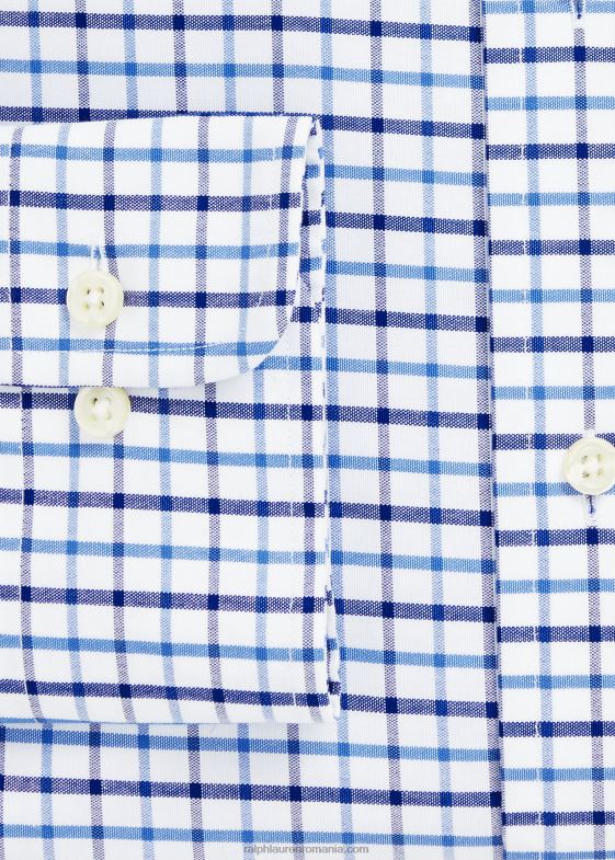 alb/albastru multi bărbați Ralph Lauren cămașă oxford în carouri personalizată 046881189