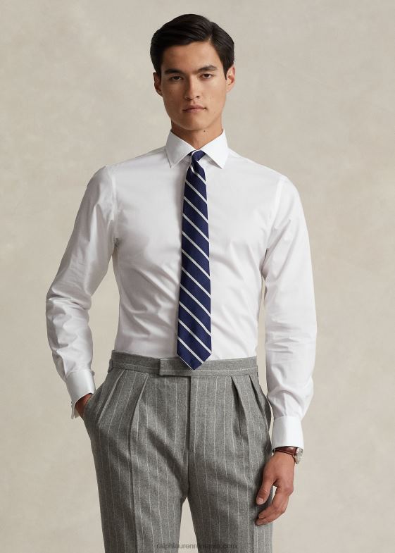 alb bărbați Ralph Lauren cămașă regent slim fit din popelin cu manșetă franceză 04688680