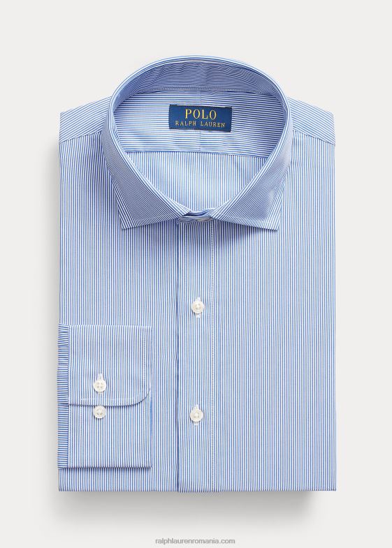albastru cristal/alb bărbați Ralph Lauren cămașă din popelin elastic în dungi, ușor de întreținut - toate se potrivesc 046881049