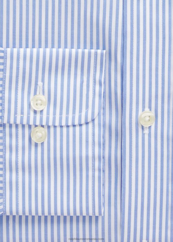 albastru deschis/alb bărbați Ralph Lauren cămașă din poplin cu dungi slim fit 04688379