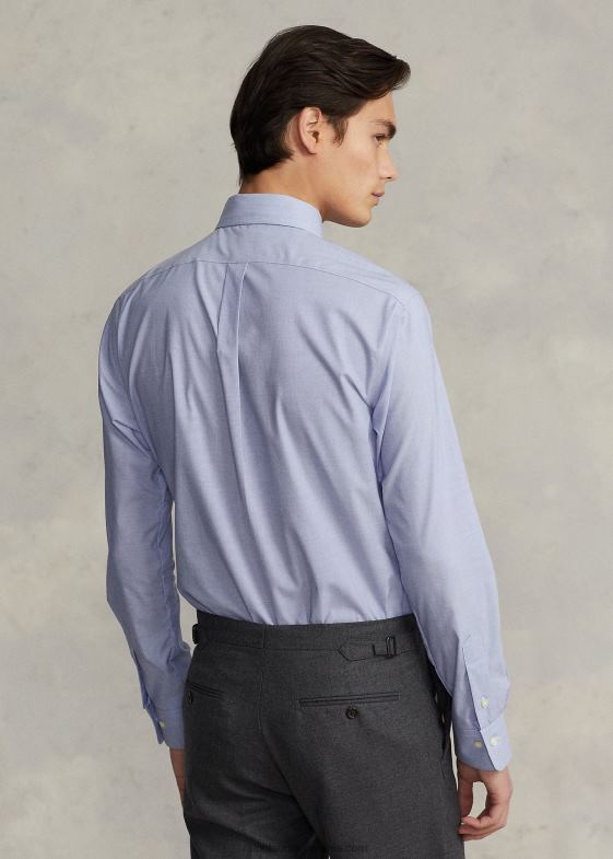 albastru deschis/alb bărbați Ralph Lauren cămașă din poplin slim fit 046881011