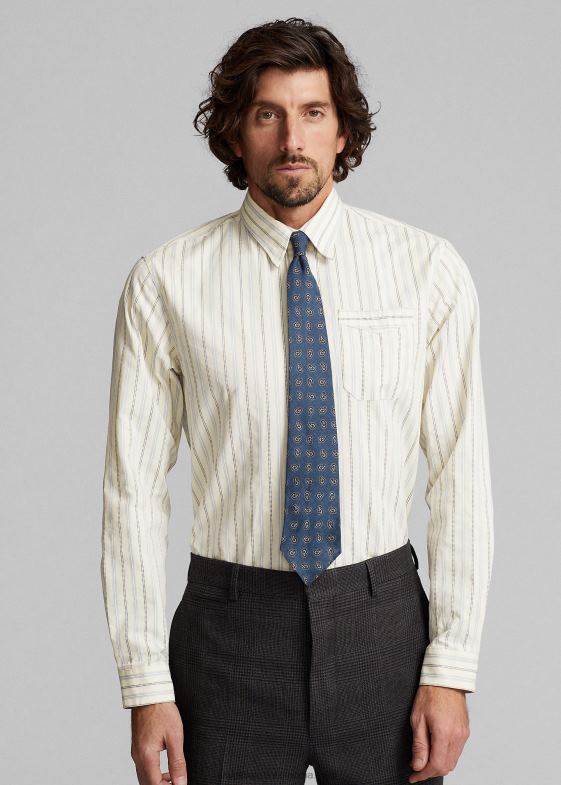 bărbați Ralph Lauren cămașă dobby în dungi slim fit 046881793