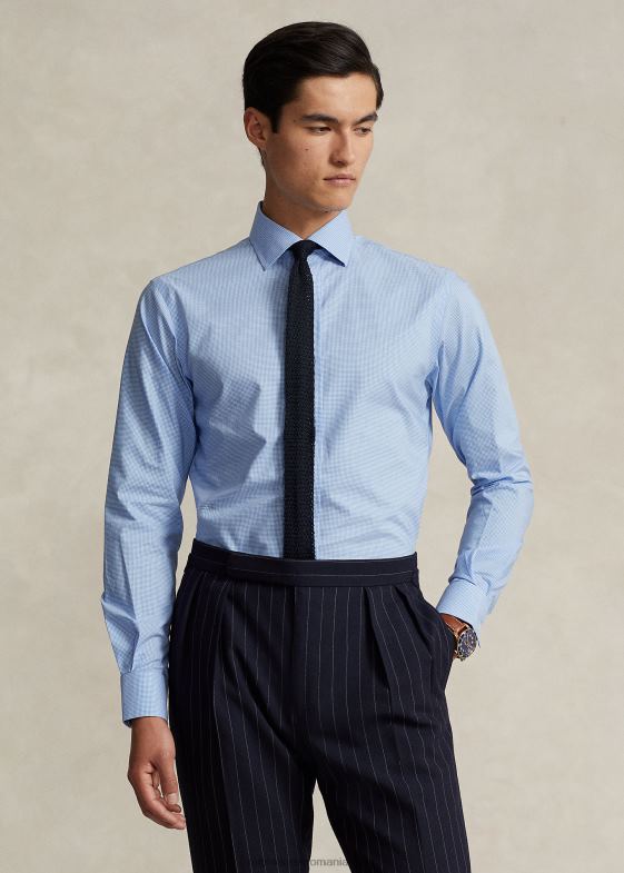 mini albastru/alb bărbați Ralph Lauren Cămașă din popelin elastic din vichy, ușor de întreținut - toate se potrivesc 046881033