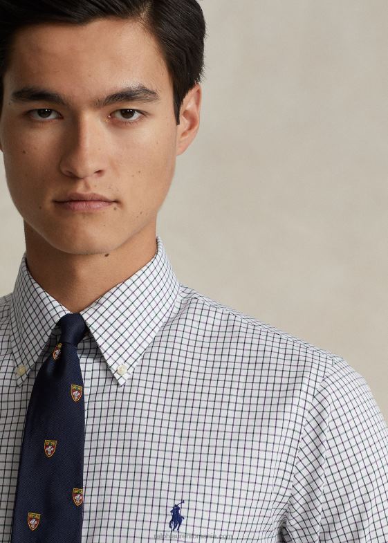 multi violet/alb bărbați Ralph Lauren cămașă oxford tattersall personalizată 046881249