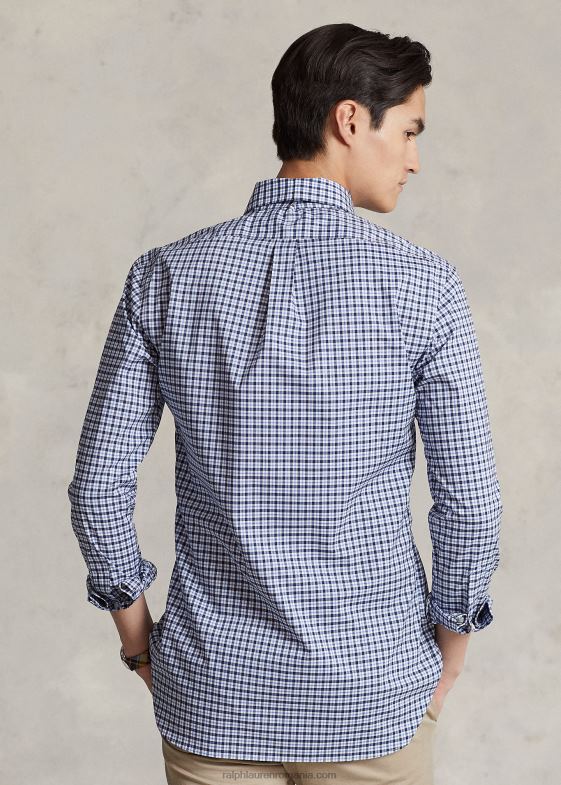 navy multi bărbați Ralph Lauren cămașă din poplin în carouri slim fit 046881141