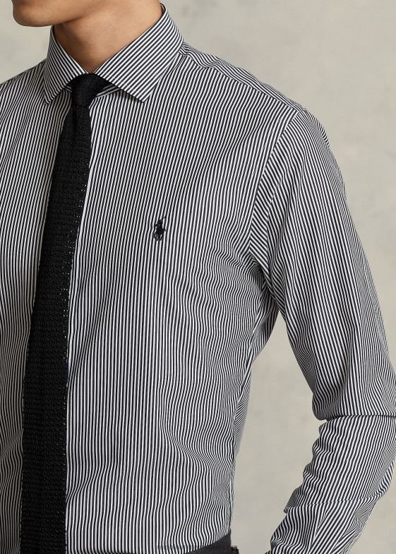 negru/alb bărbați Ralph Lauren cămașă din poplin cu dungi slim fit 046881089