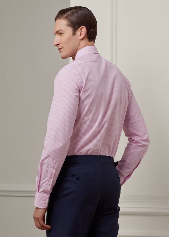 roz/alb bărbați Ralph Lauren cămașă cu dungi cap la capăt 0468854