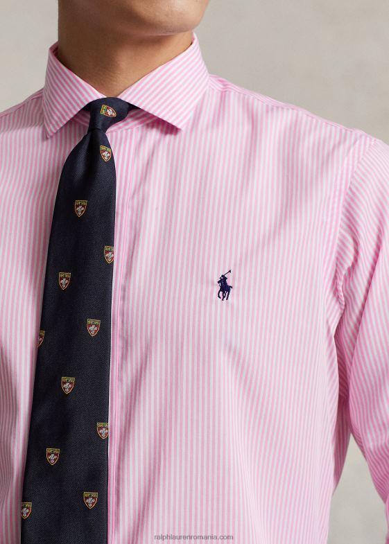 trandafir/alb bărbați Ralph Lauren cămașă din poplin cu dungi slim fit 04688380