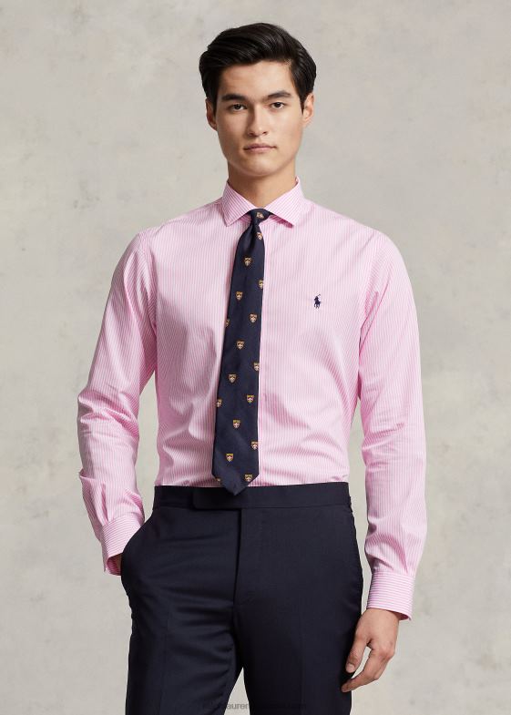 trandafir/alb bărbați Ralph Lauren cămașă din poplin cu dungi slim fit 04688380