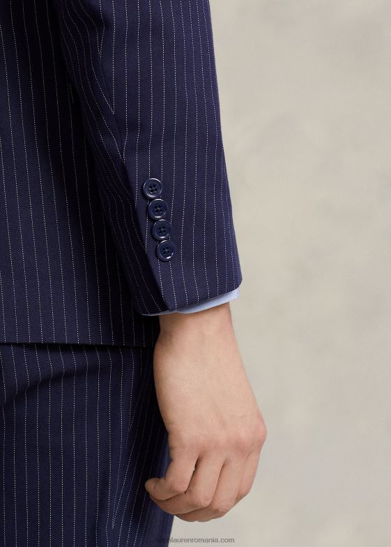 bleumarin/crem bărbați Ralph Lauren costum 3 piese polo pinstripe dobby 046881226
