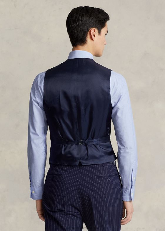 bleumarin/crem bărbați Ralph Lauren costum 3 piese polo pinstripe dobby 046881226